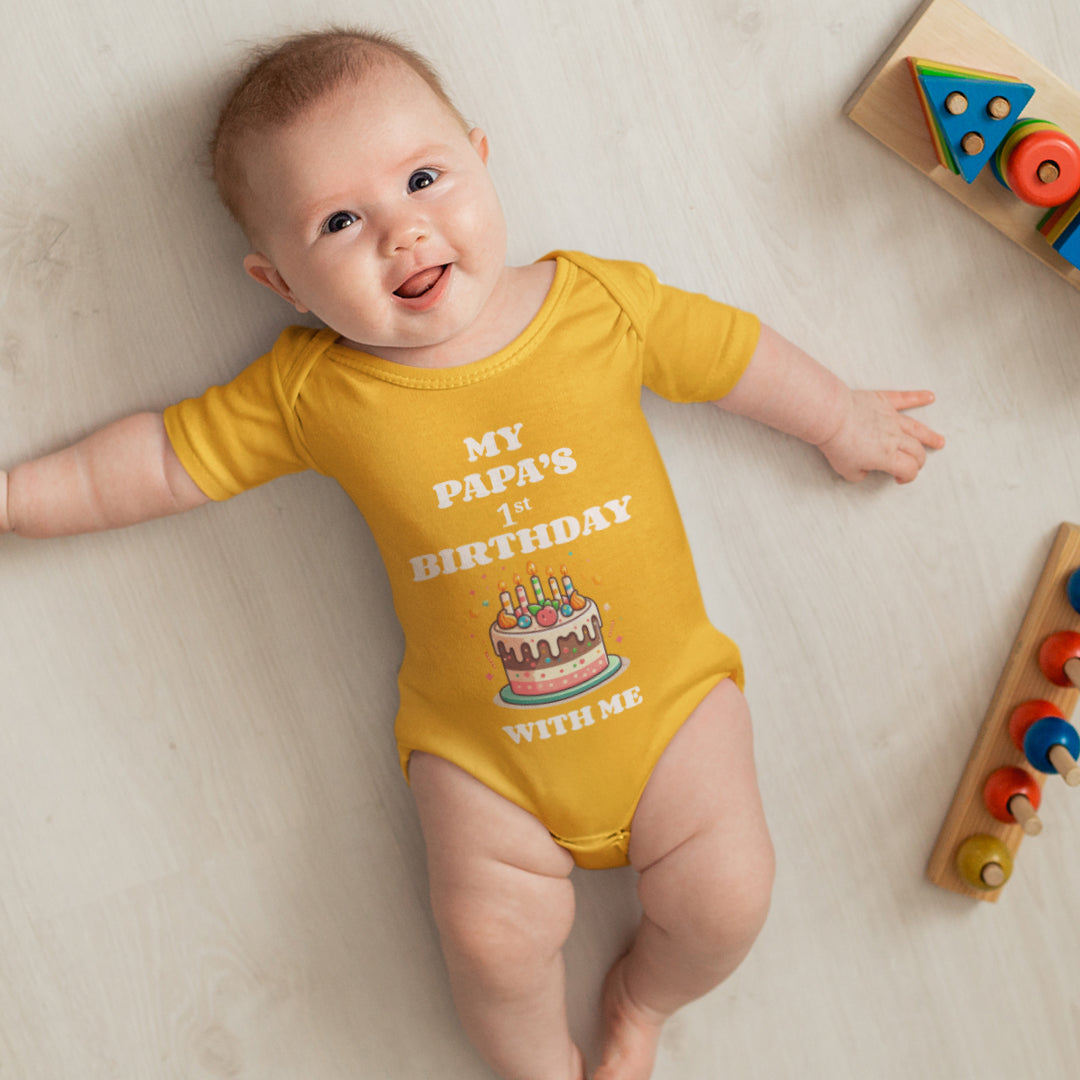 "My Papa’s 1st Birthday with Me" Kids Romper