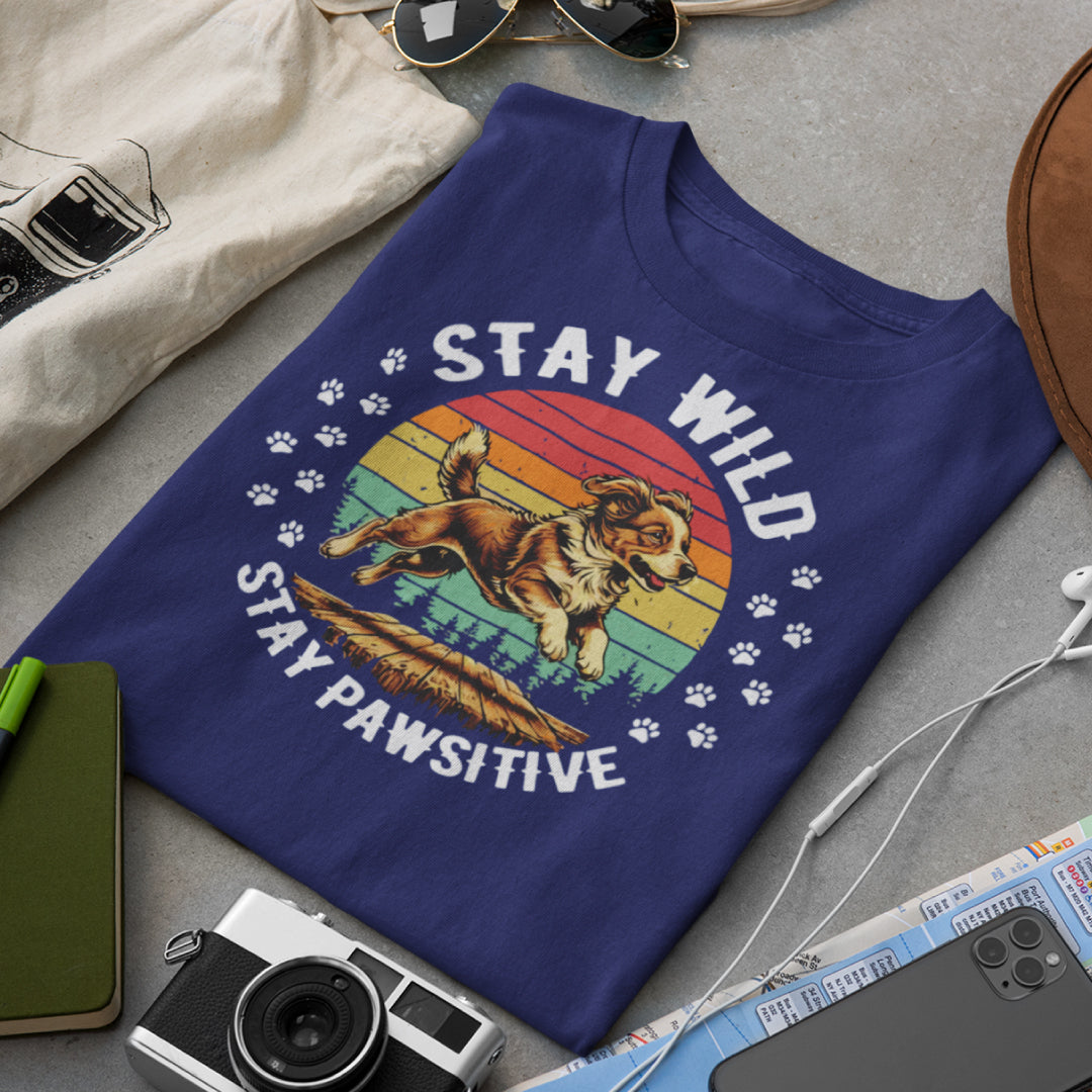 "Stay Wild, Stay PAWsitive" Dog Lover T-Shirt