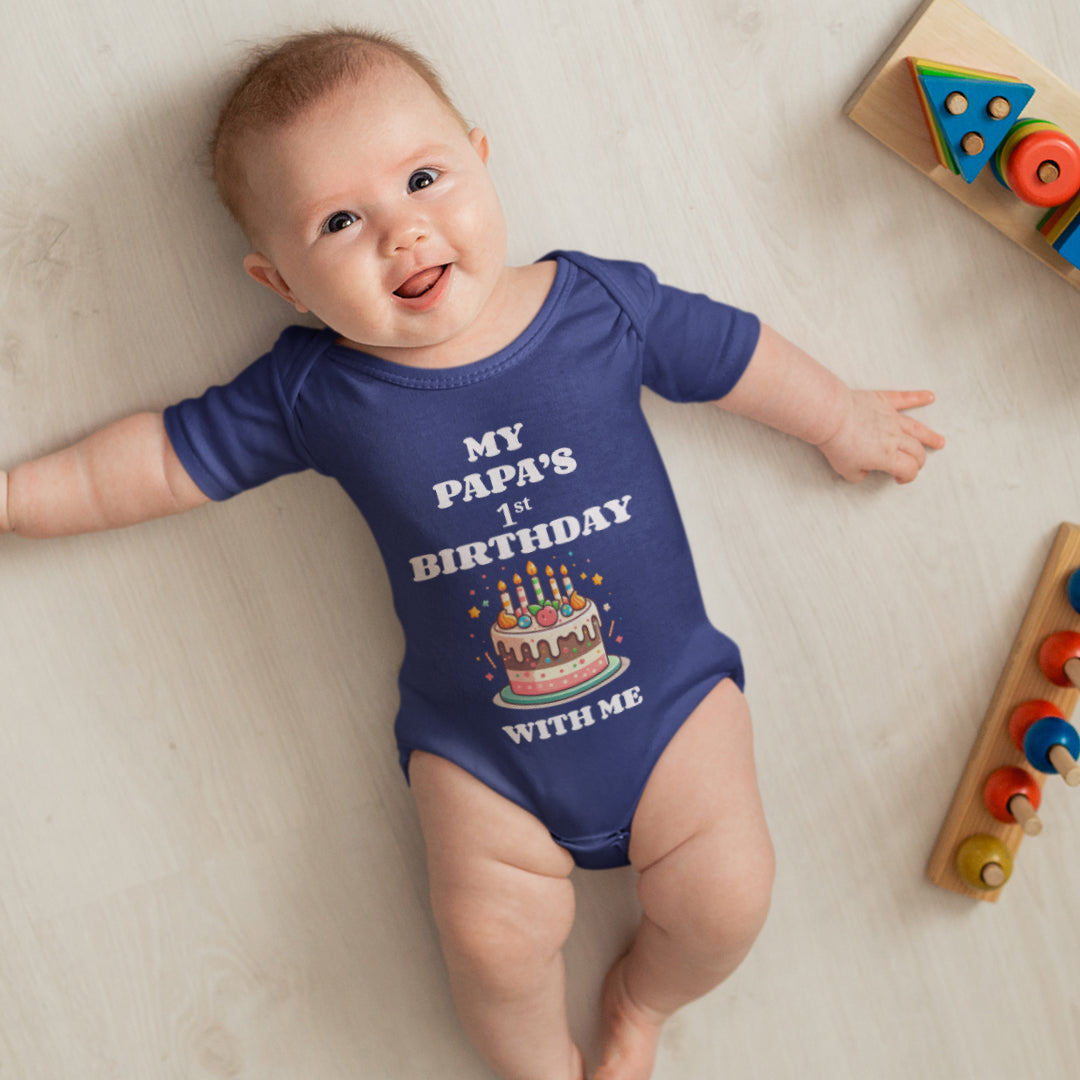 "My Papa’s 1st Birthday with Me" Kids Romper
