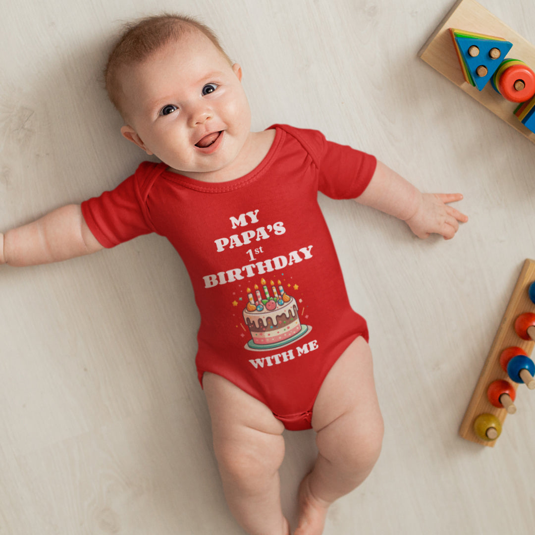 "My Papa’s 1st Birthday with Me" Kids Romper