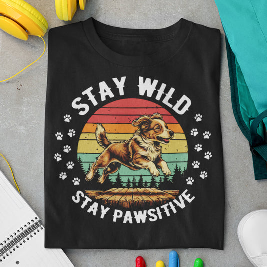 "Stay Wild, Stay PAWsitive" Dog Lover T-Shirt