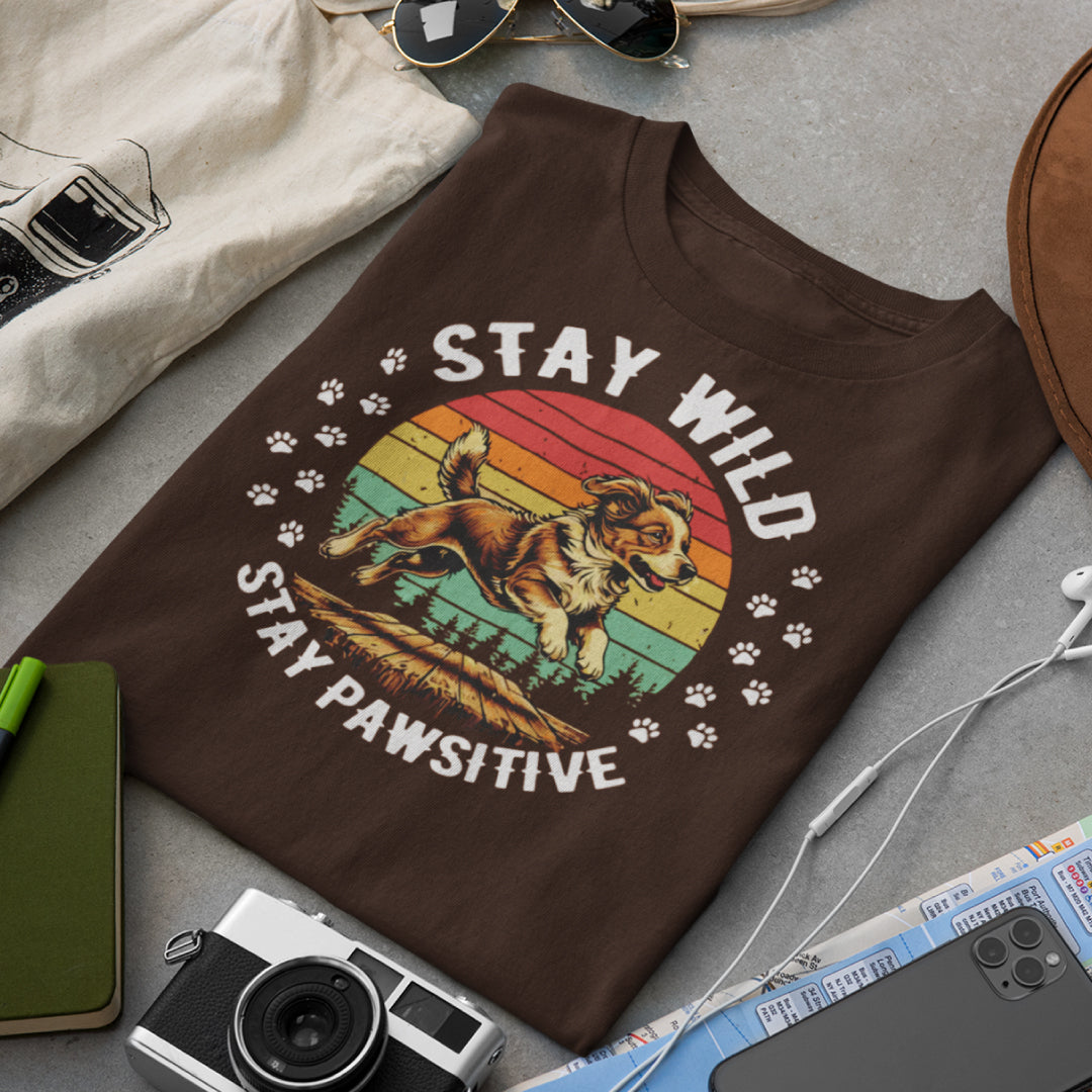 "Stay Wild, Stay PAWsitive" Dog Lover T-Shirt